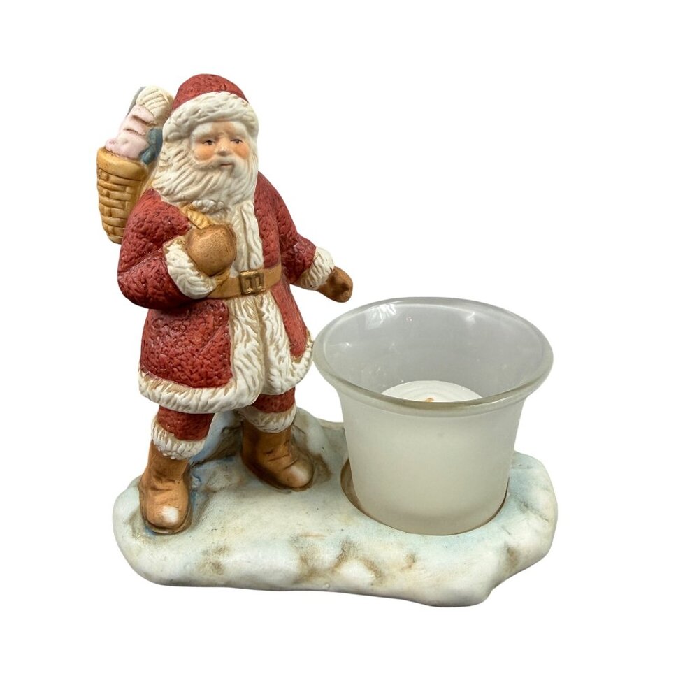 VTG Old World Santa “A Christmas Memory” Seymour Mann Porcelain Candle Holder